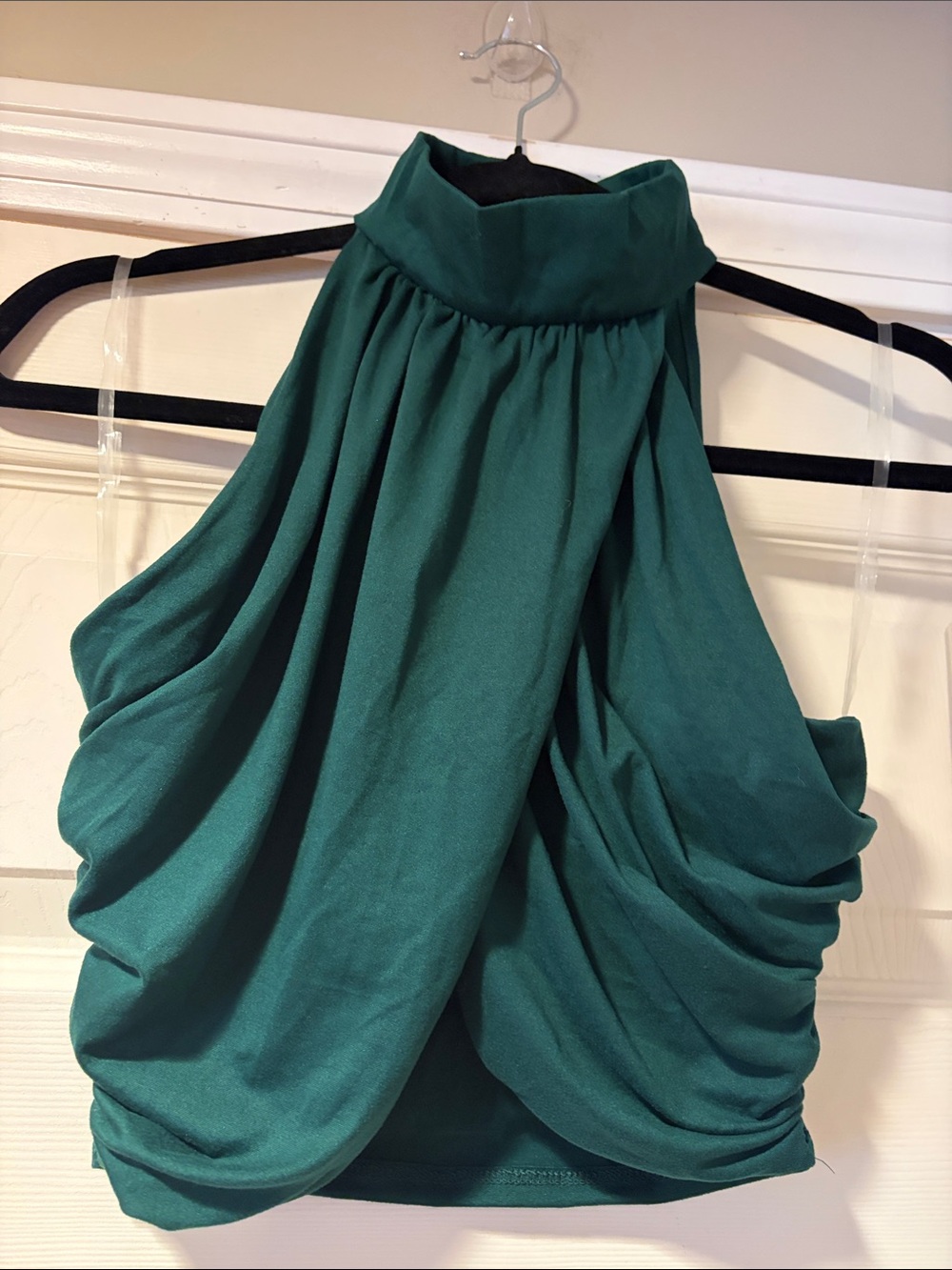 NWOT Halter Draped Crop Top in Dark GreenM